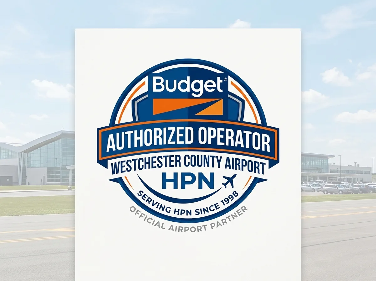 Budget car rental logo, Westchester County Airport HPN authorized operator