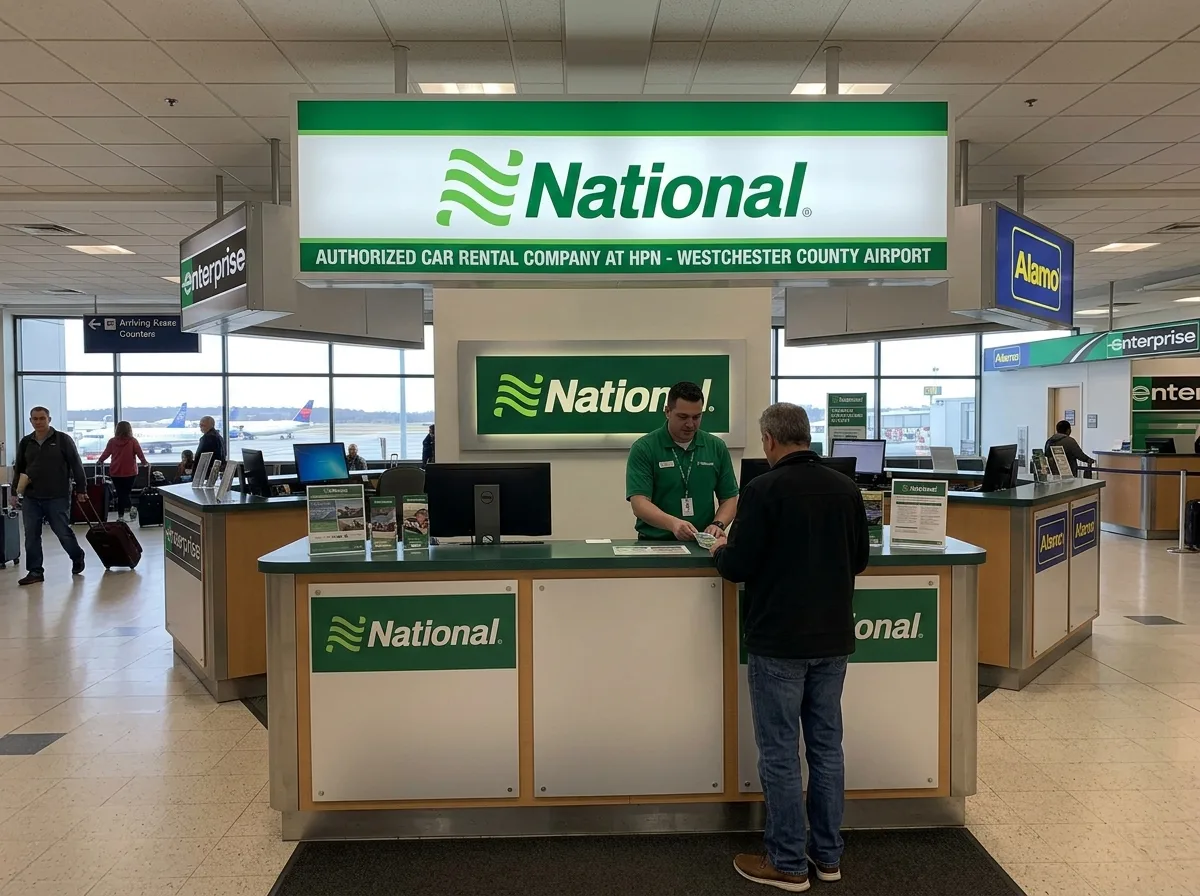 National Car Rental logo, White Plains HPN airport authorized rental company